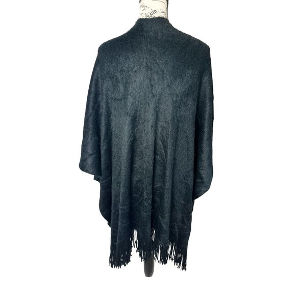 I.n.c. International Concepts Women's Fringe-Trim Wrap Sweater, Black, One Size - Picture 5 of 6